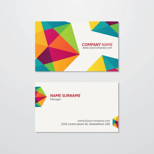 Vector illustration of Business card design with diamond shaped logo