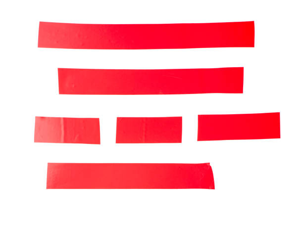 istock Set of Red tapes on white background. Torn horizontal and different size Red sticky tape. Adhesive pieces 1388422017