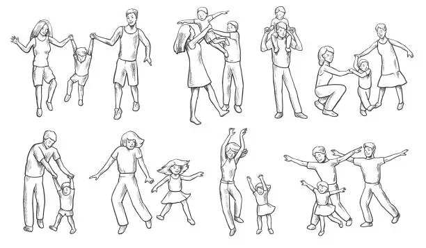 Vector illustration of Happy Family Set