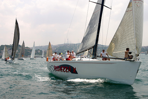 Istanbul, Turkey - July 1: Show of sailing boats at Bosphorus on July 1, 2006 in Istanbul, Turkey.