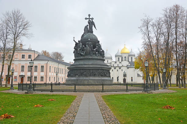 Sofia cathedral and monument for Russia millennium in Veliky Novgorod