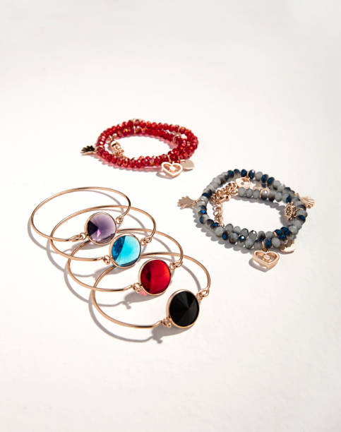 istock Fashionable bracelets on white background 1388450620