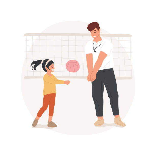 ilustrações, clipart, desenhos animados e ícones de ilustração isolada de vetor de desenho animado de vôlei - baseballs ball sport gym