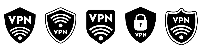 Collection of vector VPN icons. Virtual Private Network symbols isolated on white