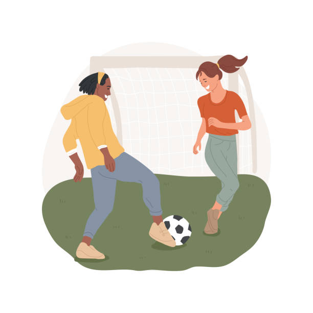 piłka nożna izolowana ilustracja wektorowa z kreskówki - football education tall sport stock illustrations