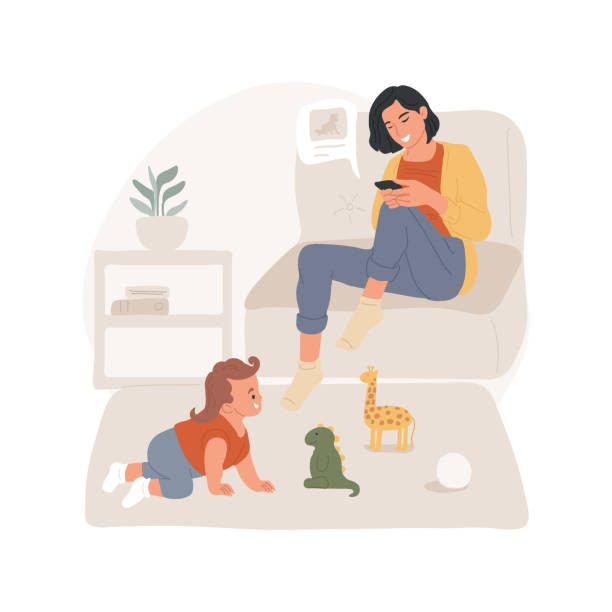 ilustraciones, imágenes clip art, dibujos animados e iconos de stock de comparta la foto de una ilustración vectorial de dibujos animados aislada de un niño. - family sofa vector illustration and painting