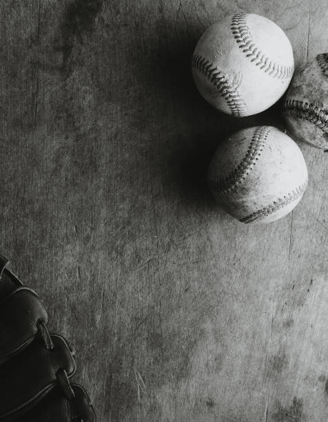 istock Old baseball wood background with group of balls. 1388455848