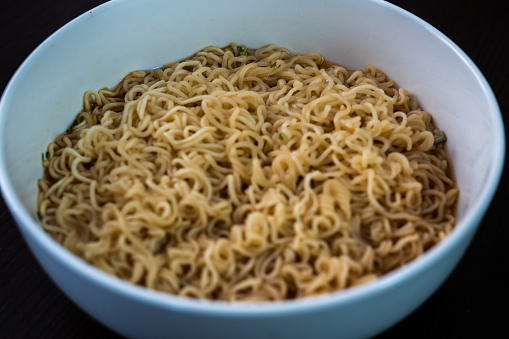 Close up shot of a bowl of ramen