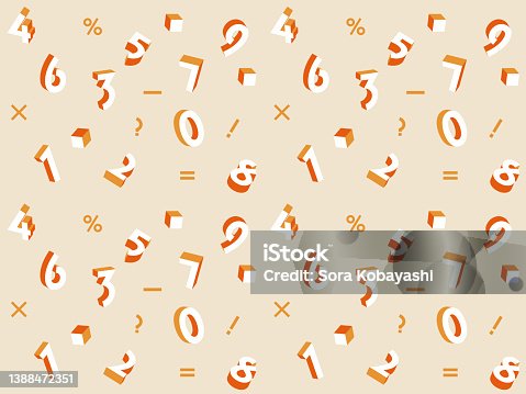 istock Seamless pattern studded with numbers. Orange background. 1388472351
