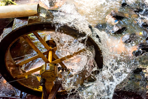 water wheel in brazilian river. - water wheel imagens e fotografias de stock