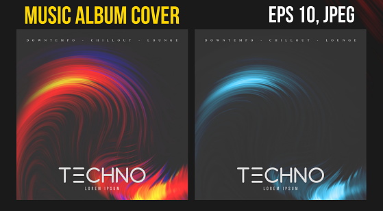 Music Album Cover for the Web Presentation. Abstract Vector Design of CD Cover and Vinyl Record.