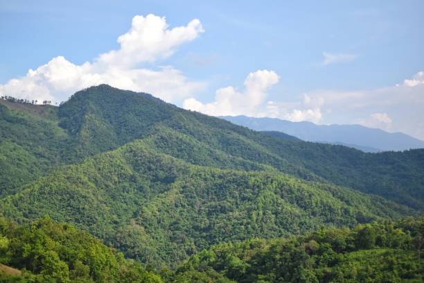 istock Mountain range at road to Doi Sakat in Nan, THAILAND. 1388474049