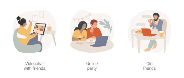 Free Vector  Person talking online with friends illustrated