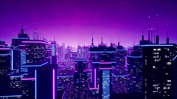 istock Metaverse city and cyberpunk concept. 3d render 1388480161