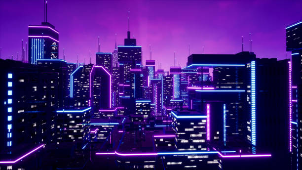 istock Metaverse city and cyberpunk concept. 3d render 1388480162