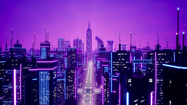 istock Metaverse city and cyberpunk concept. 3d render 1388480163