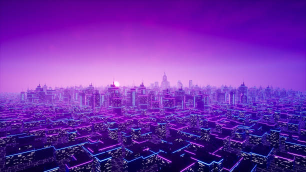 istock Metaverse city and cyberpunk concept. 3d render 1388480166