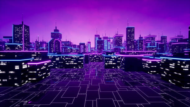 istock Metaverse city and cyberpunk concept. 3d render 1388480172