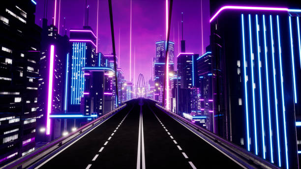 istock Highway in metaverse city, 3d render 1388481662
