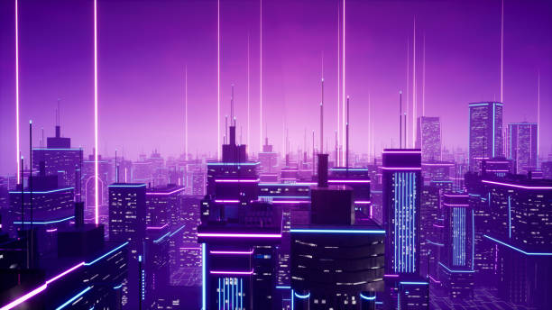 istock Metaverse city and cyberpunk concept. 3d render 1388481664