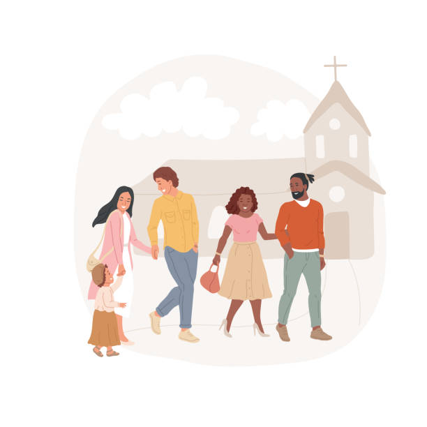 illustrazioni stock, clip art, cartoni animati e icone di tendenza di chiesa locale isolata cartone animato illustrazione vettoriale - domenica illustrazioni