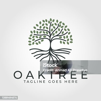 istock Nature tree life with root design. line art style 1388484876