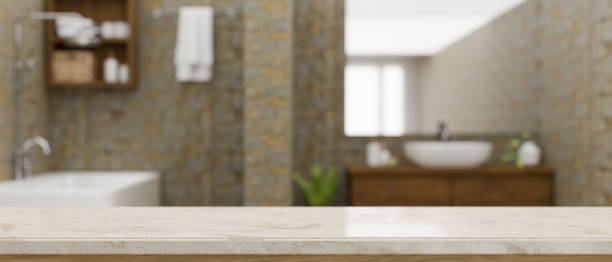 istock A copy space on natural marble bathroom tabletop against blurred elegance vintage bathroom 1388489634