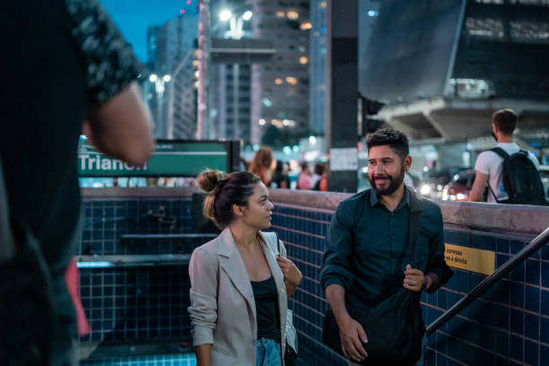 istock Work friends leaving the subway 1388489671