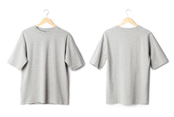 istock Gray oversize T shirt mockup hanging isolated on white background with clipping path 1388490349