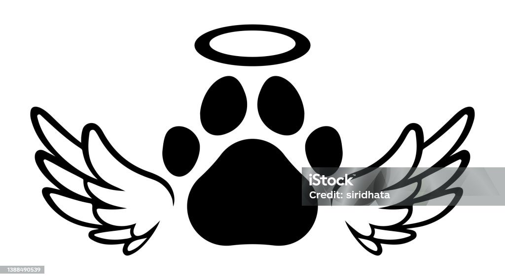 Vector Paw With Wings and Halo Illustration - Royalty-free Melek Vector Art