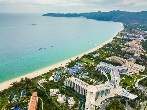 Aerial view of coastline in Sanya,China