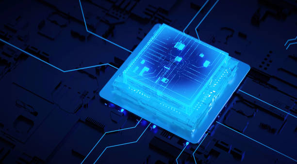 istock 3D rendering of cyberpunk AI. Circuit board. Technology background. Central Computer Processors CPU and GPU concept. Motherboard digital chip. Tech science background. 1388493323