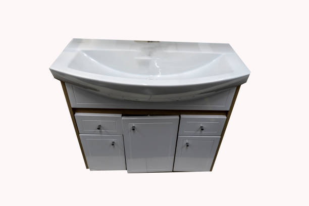 istock Ceramic shell for bathroom and wardrobe under the sink, furniture 1388501889