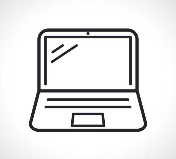 laptop or computer line icon laptop or computer thin line icon isolated laptop icon stock illustrations
