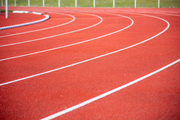 istock Running track of an athletics facility 1388507735