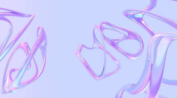 istock 3D holographic purple shapes with gradient neon texture, abstract geometric background, pearlescent chromatic forms glass or fluid, iridescent design element, modern wallpaper, 3D render illustration 1388515772