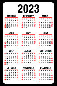 istock Calendar 2023 yearly. Week starts on Sunday. 1388523303
