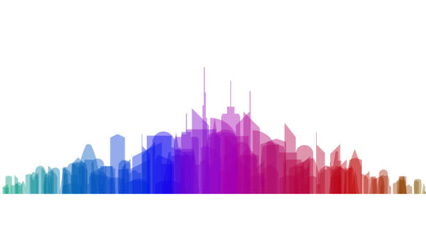 istock Colorful cityscape of skyscrapers on white 1388523489