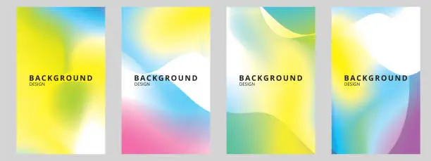 Vector illustration of Hologram gradient background set with holographic cover. stock illustration