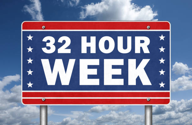 istock 32 Hour Week - road sign illustration 1388525288