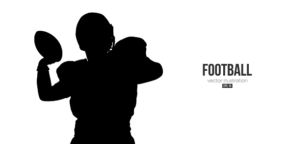 Abstract silhouette of a american football player man in action isolated white background. Vector illustration