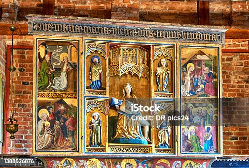 istock Spiritual representations above the altar in an old seafaring church in Poland on the Baltic Sea. 1388526876