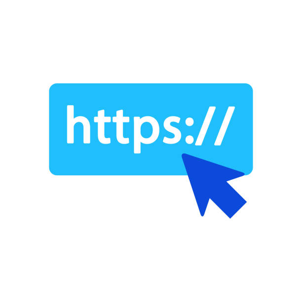 Domain address icon Domain address icon vector graphic illustration in blue hypertext transfer protocol stock illustrations