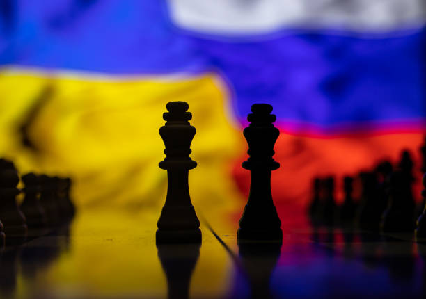 istock War between Russia and Ukraine, conceptual image of war using chess board, pieces and national flags on the background. Ukrainian & Russian crisis, political conflict. Stop the war 2022 1388527850