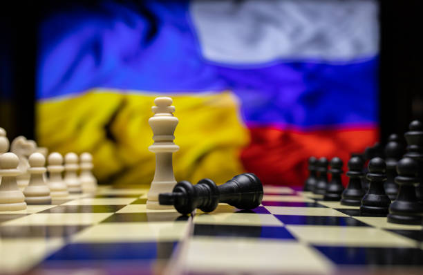 istock War between Russia and Ukraine, conceptual image of war using chess board, pieces and national flags on the background. Ukrainian & Russian crisis, political conflict. Stop the war 2022 1388527851