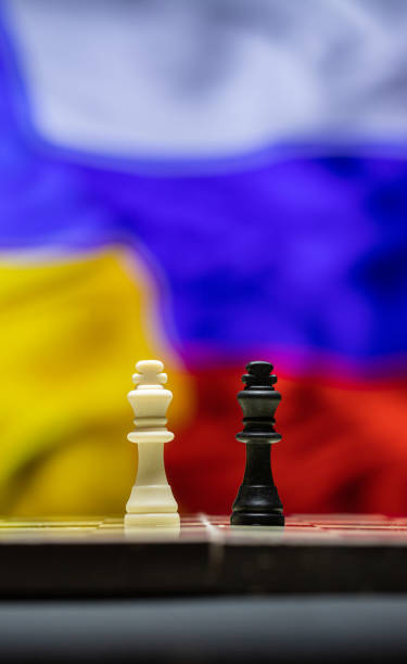 istock War between Russia and Ukraine, conceptual image of war using chess board, pieces and national flags on the background. Ukrainian & Russian crisis, political conflict. Stop the war 2022 1388527886