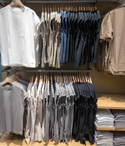 istock Cotton men shirts in wardrobe. 1388528033