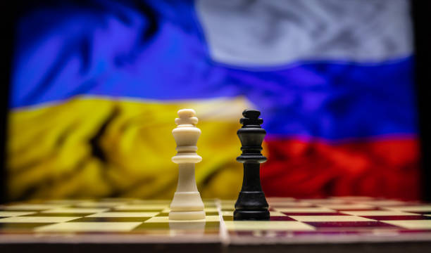 istock War between Russia and Ukraine, conceptual image of war using chess board, pieces and national flags on the background. Ukrainian & Russian crisis, political conflict. Stop the war 2022 1388528065