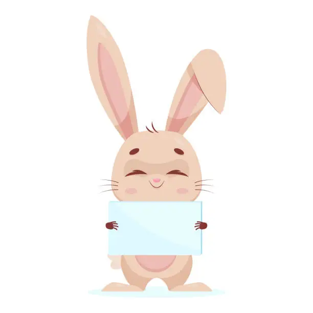 Vector illustration of Adorable bunny with letter cartoon vector illustration