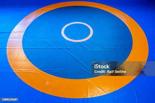 Blank Wrestling Mat Template With Text Space For Customization Stock Photo - Download Image Now